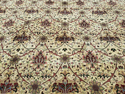 12' X 18' One-of-a-Kind Indian Agra Hand-Knotted Wool Rug Handmade Organic Dyes - Nuvé