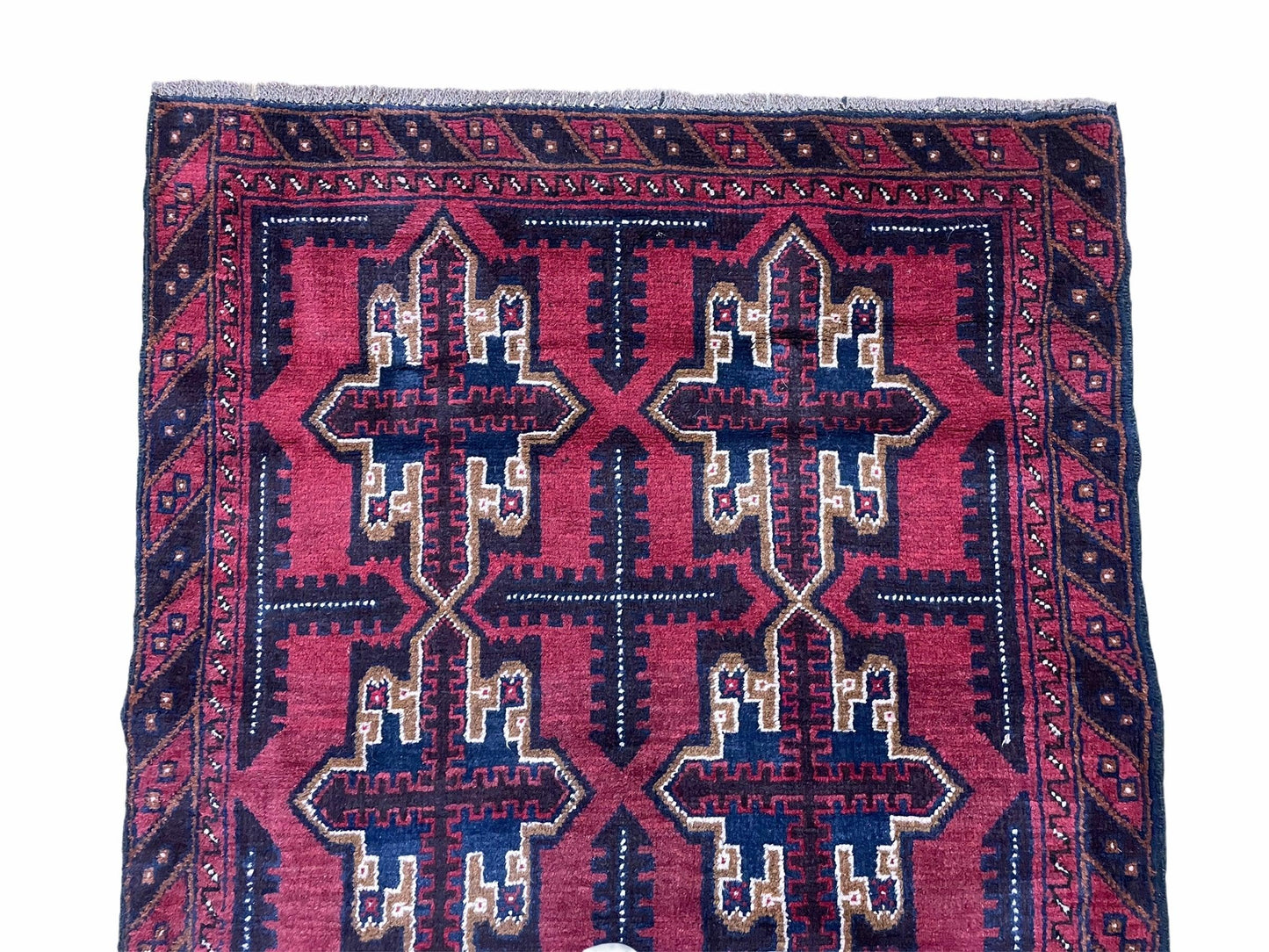 3X5 Vintage Handmade Tribal Wool Rug Balouchi Rug Afghan Rug Red Beige Blue Nice - Nuvé