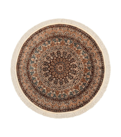 Round Silk Rug 3x3, Extremely Fine 580 KSPI, Sino Persian Round Handmade Carpet, Silk on Silk