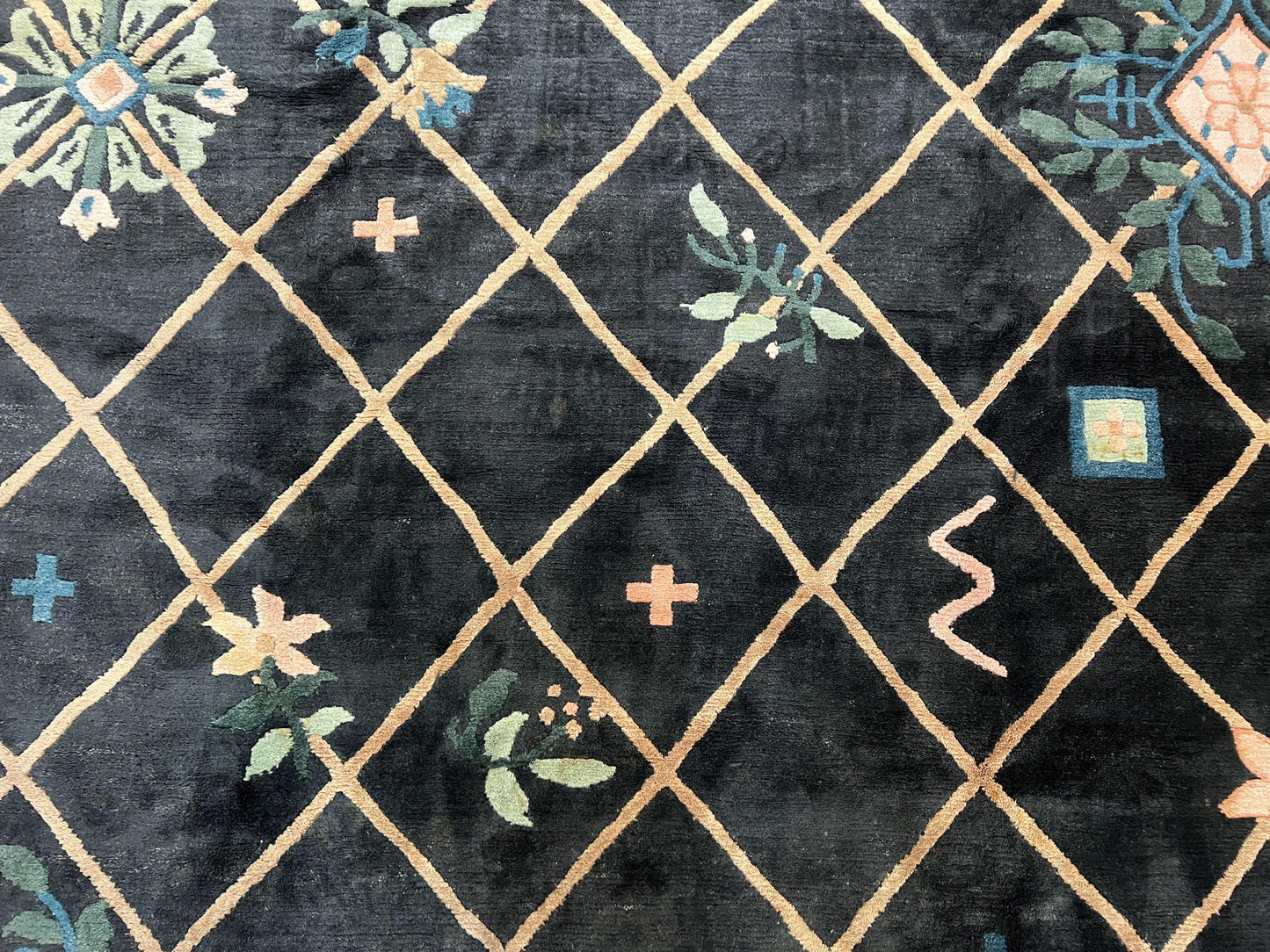 Tibetan Rug 9x12, Hand Knotted Tibet Nepali Contemporary Carpet 9 x 12 ft, Black and Tan, Handmade Area Rug Room Sized, Nepalese Rug - Nuvé