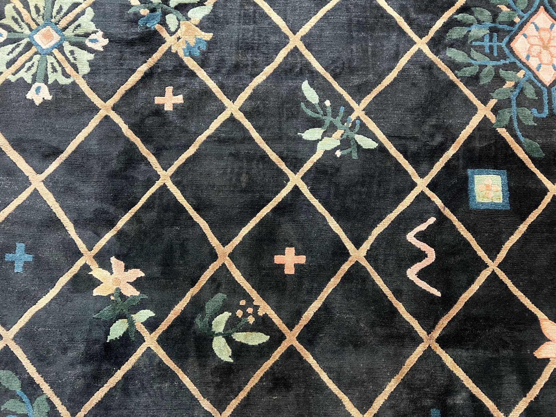 Tibetan Rug 9x12, Hand Knotted Tibet Nepali Contemporary Carpet 9 x 12 ft, Black and Tan, Handmade Area Rug Room Sized, Nepalese Rug - Nuvé