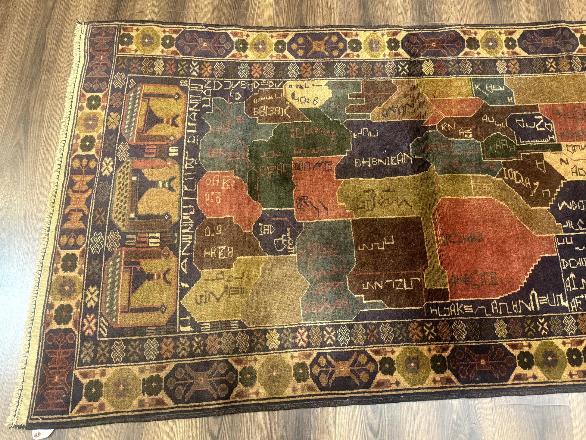 Afghan Rug 4x7, Map of Afghanistan, Tribal Rug, Balouch Rug, New - Nuvé