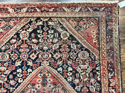 Antique Persian Mahal Rug 4x7, Wool Hand Knotted Tribal Geometric Carpet - Nuvé