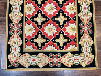 Vintage Runner Rug 3.5 x 14, Long Runner Rug, Stark Custom Made Carpet, European Design, Red Black Ivory Tan, Long Rug for Hallway - Nuvé