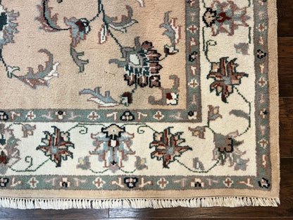 Indo Persian Rug 6x9, Handmade Vintage Wool Carpet, Floral Allover - Nuvé
