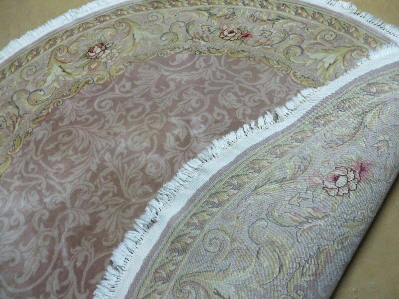 6' X 6' Round Handmade Fine Chinese Floral Oriental Silk Wool Rug Carpet Nice - Nuvé