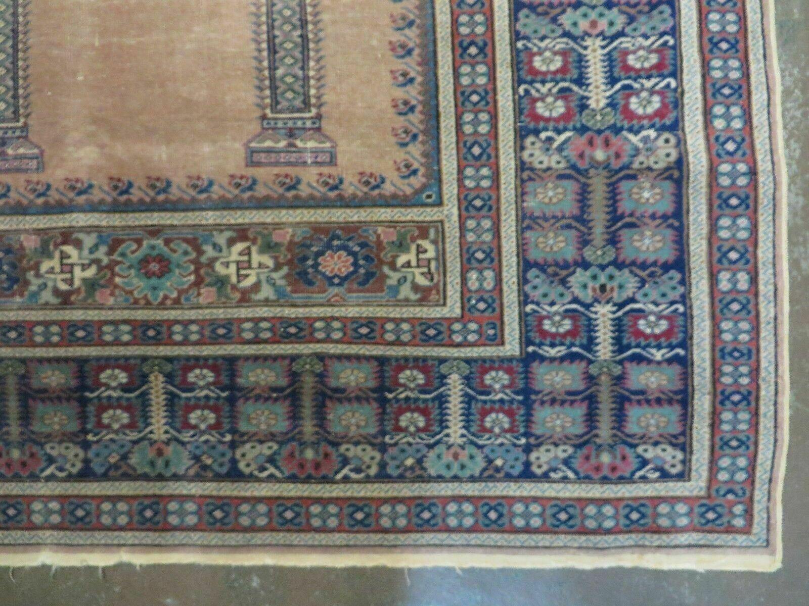4' X 6' Antique Handmade Turkish Mehrab Prayer Wool Rug Lantern Beautiful - Nuvé