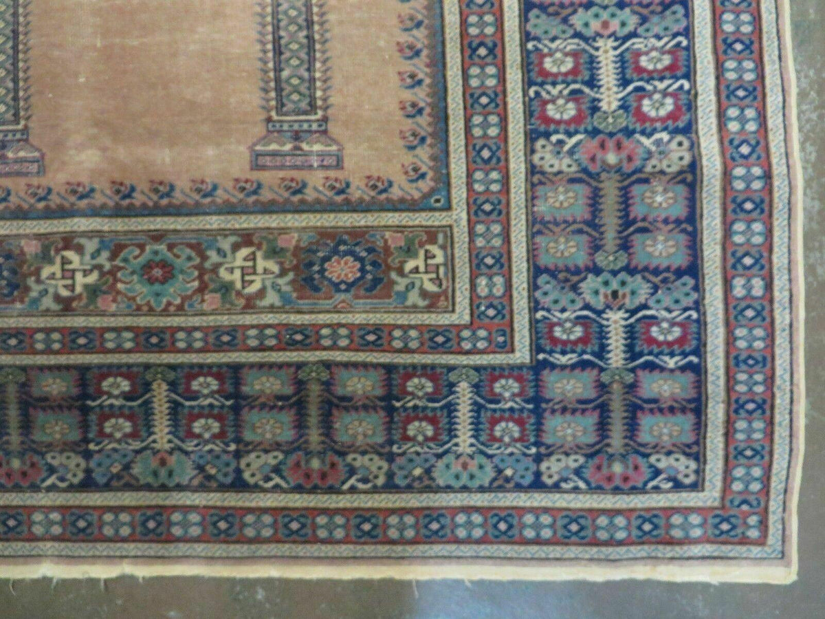 4' X 6' Antique Handmade Turkish Mehrab Prayer Wool Rug Lantern Beautiful