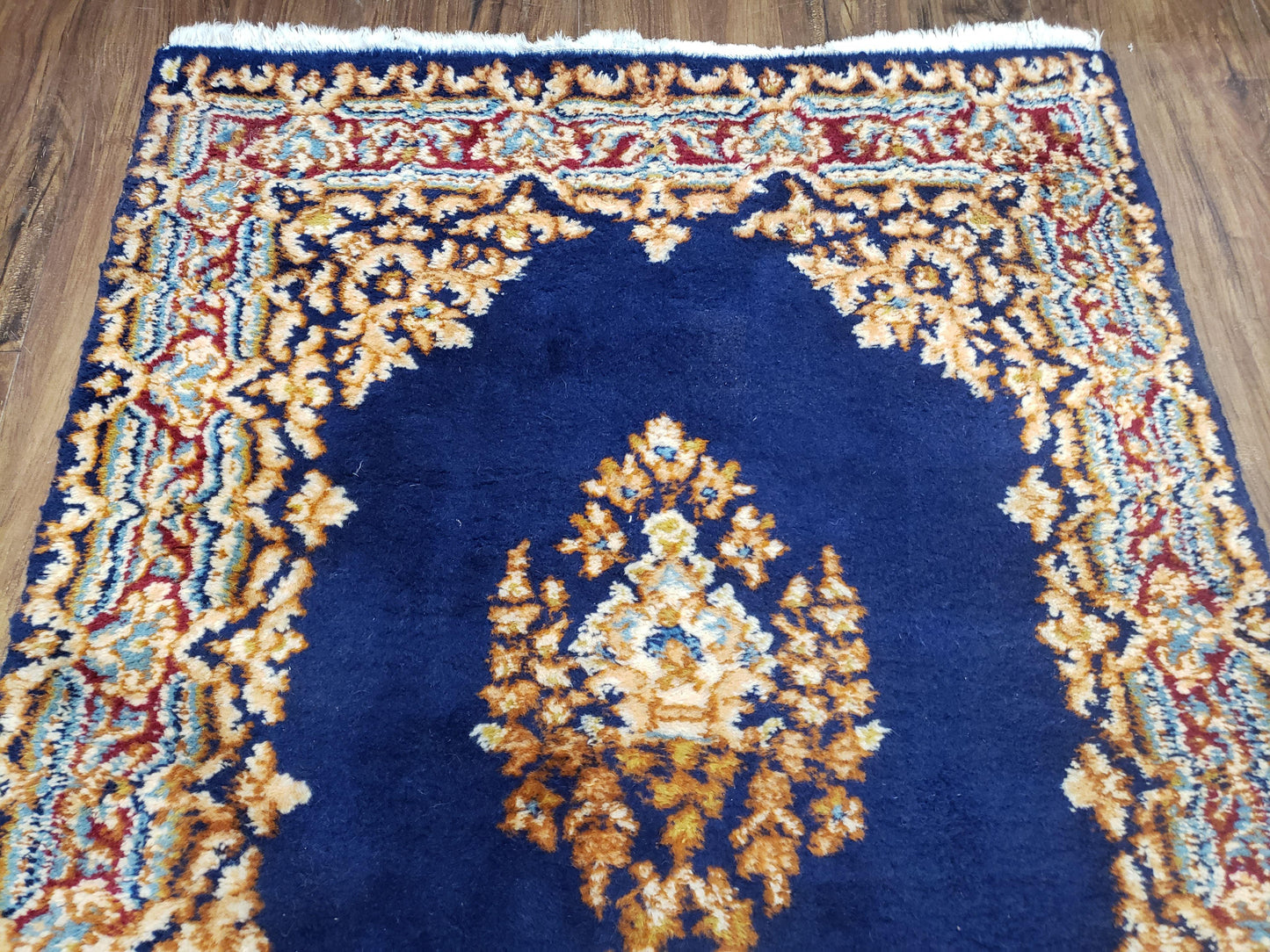 Semi Anique Dark Blue Persian Kerman Runner, 2'7" x 13'5" - Nuvé