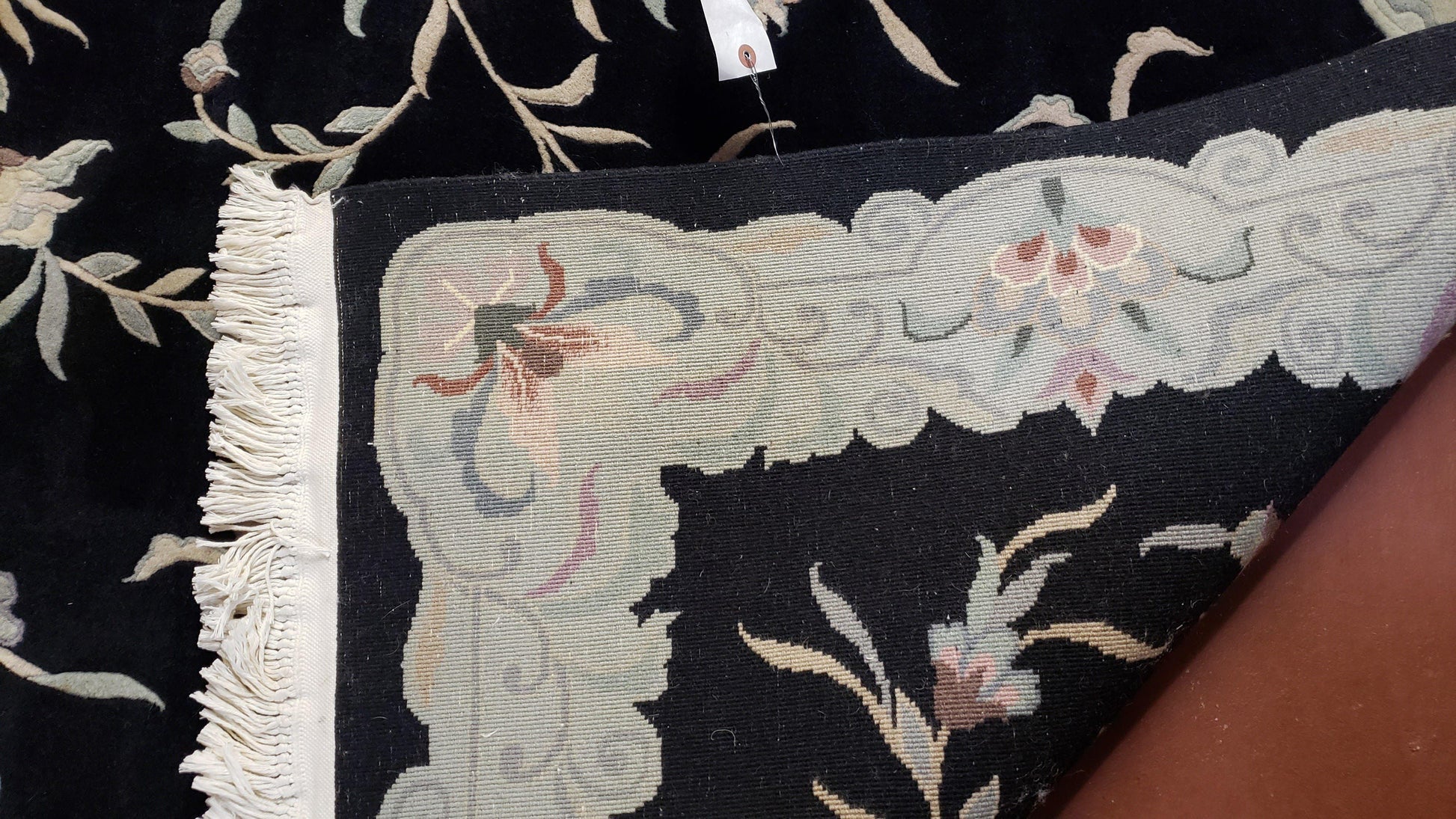 6x9 Vintage Black Gray Chinese Rug 120 Lines Wool Carpet Floral Design Hand-Knotted Soft Pile Entryway Rug Foyer Rug Nice - Nuvé