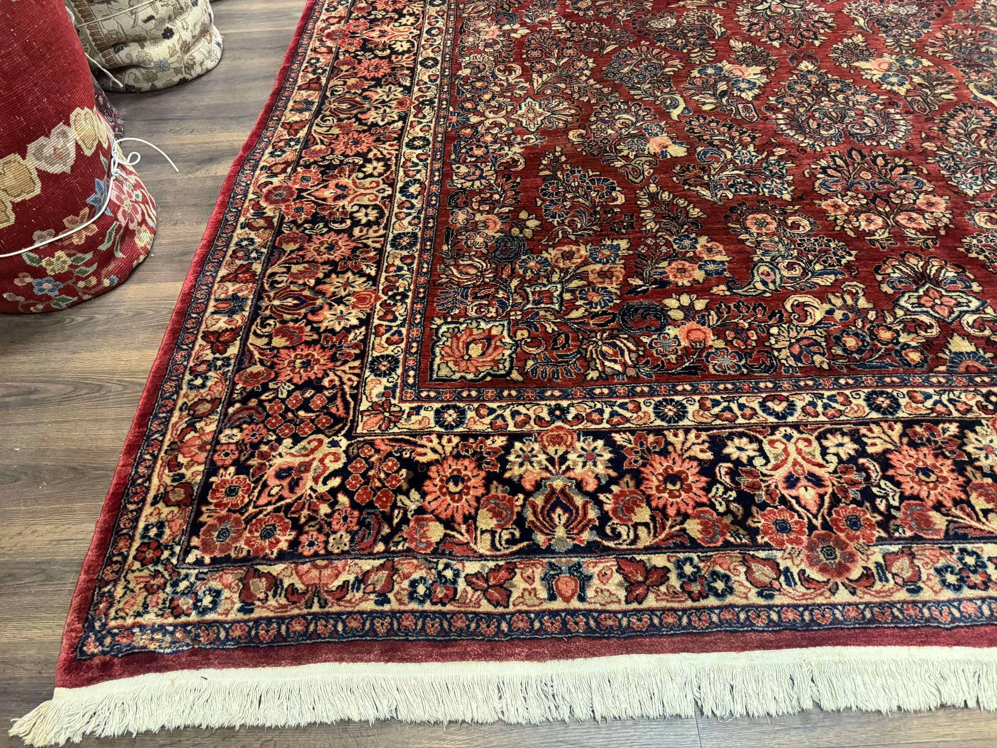 Large Persian Sarouk Rug 10x17, Palace Size Antique Persian Carpet, Red, Floral Allover, Traditional Persian Rug, Oversize Handmade Wool Rug - Nuvé