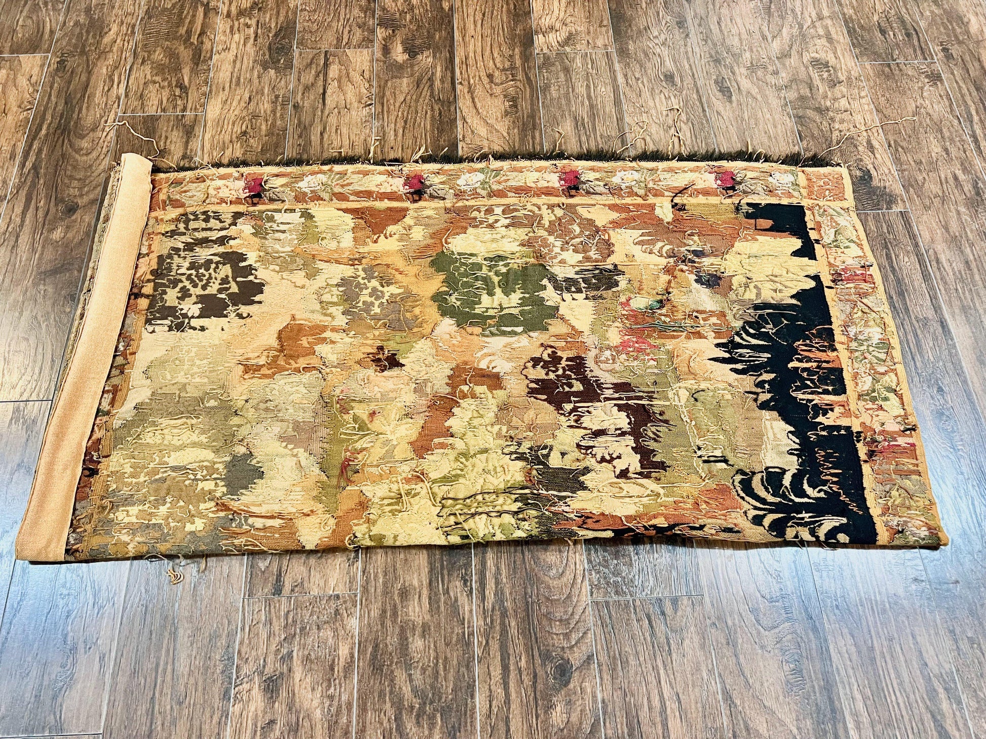 Antique French Tapestry 6x5 ft, European Handmade Wool Aubusson Weave Vintage Tapestry - Nuvé