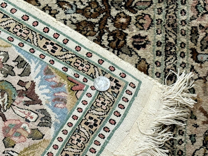 Indian Kashmiri Silk Rug 4x7, Tree of Life Design, Very Fine 380 KPSI, Birds - Nuvé