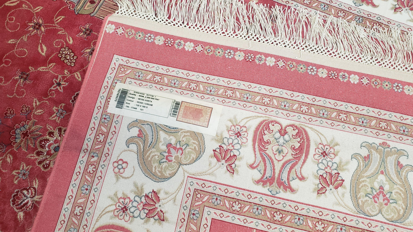 4 x 6 Silk Carpet Red, Traditional Oriental Rug 4x6, Flower Vase Columns, Turkish Rug New, High Quality, Bamboo Silk, Area Rug - Nuvé