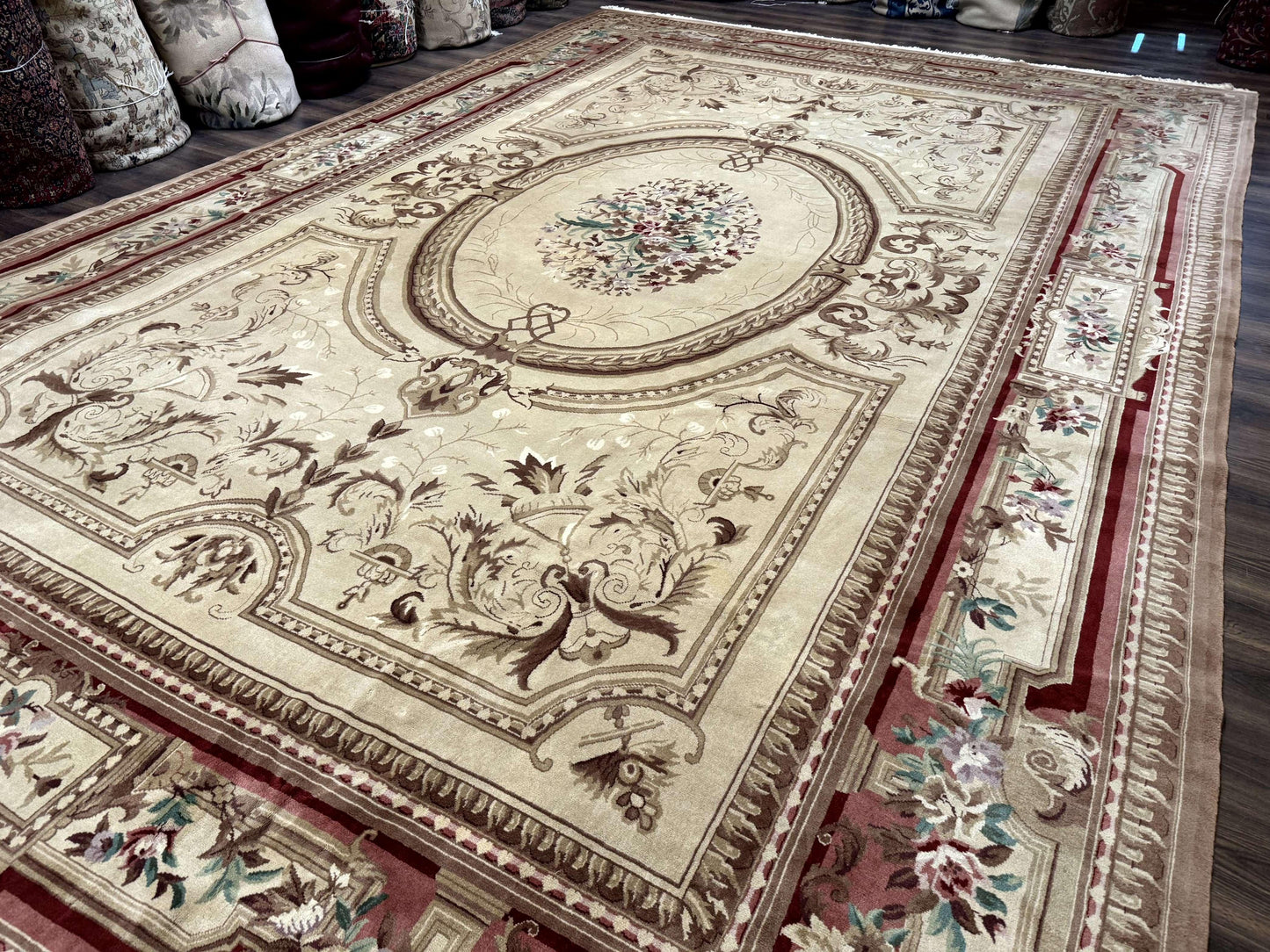 Palace Size Aubusson Rug 12x18, Extra Large, French European Carpet, Soft Wool Pile, Elegant - Nuvé