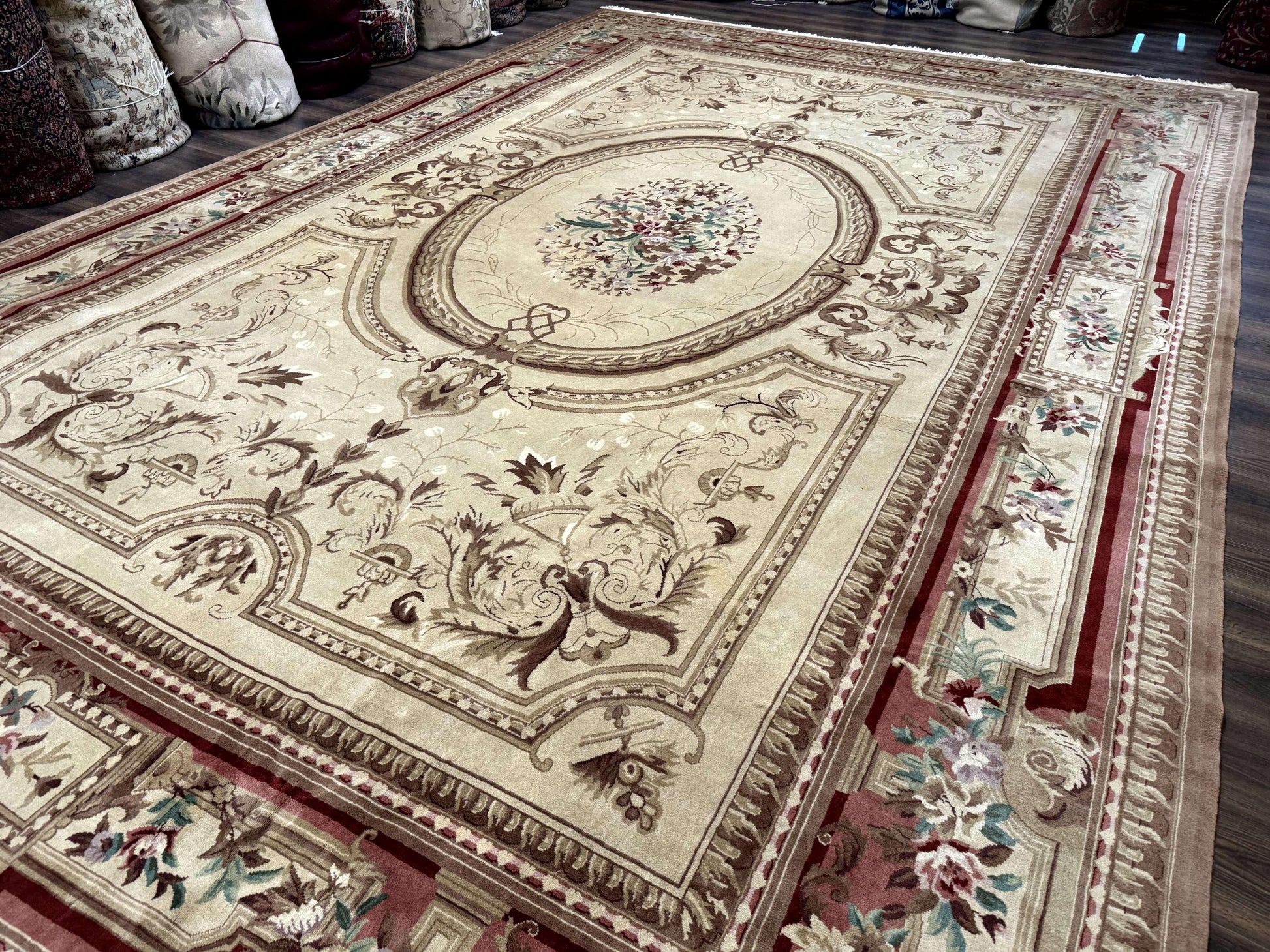 Palace Size Aubusson Rug 12x18, Extra Large, French European Carpet, Soft Wool Pile, Elegant - Nuvé