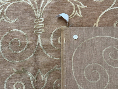 Tibetan Rug 9x12 Wool and Silk Beige Modern Handmade Carpet - Nuvé