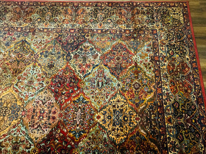 Square Karastan Multicolor Panel Kirman Rug #717, Rare Size 8.8 x 8.8, Original 700 Series, Wool - Nuvé