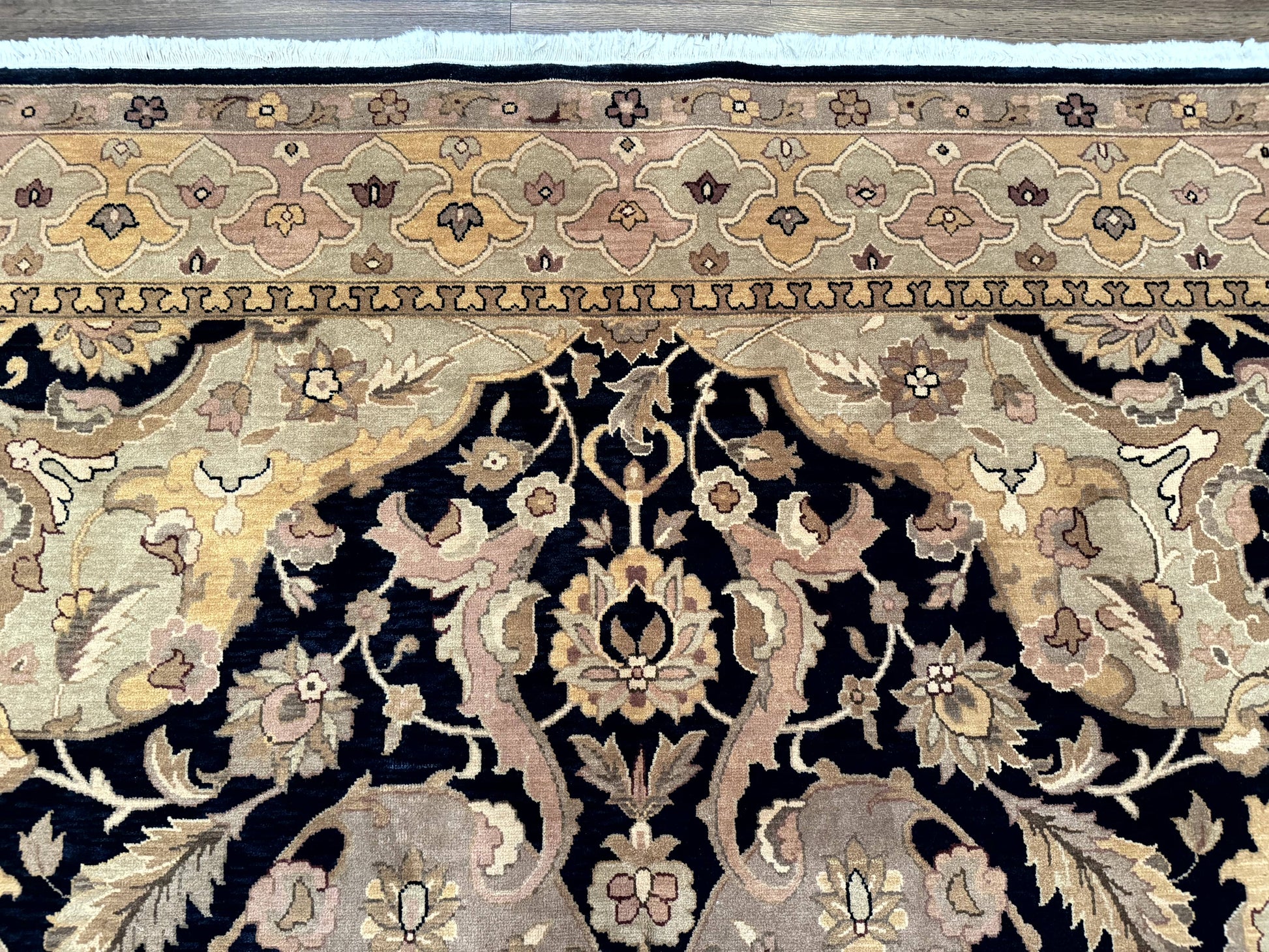 Handmade Wool Rug 8x10, Black & Dark Beige, Nourison, Traditional Rug - Nuvé