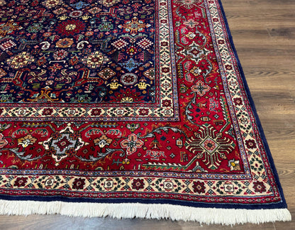 Large Persian Tabriz Rug 10x16, Navy Blue and Red, Allover Pattern, Vintage Hand Knotted Wool Carpet - Nuvé