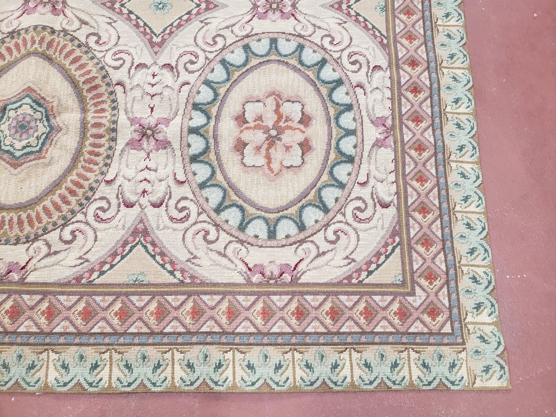 New Needlepoint Rug, 6x9 Needlepoint Carpet, Flatweave Rug, Vicotorian French European English Decor, Elegant Rug for Living Room, Handmade - Nuvé