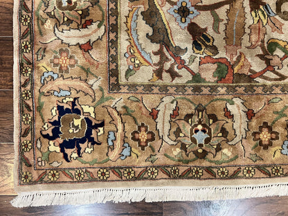 Indian Agra Rug 8x10, Wool Vintage Handmade Carpet, Gray Brown - Nuvé