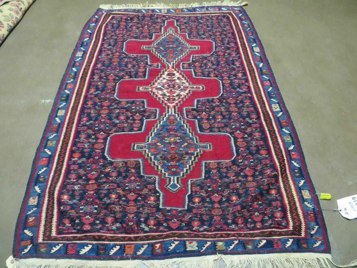 4' X 5' Antique Handmade Turkish Wool Kilim Flat weave Rug Blanket Tribal