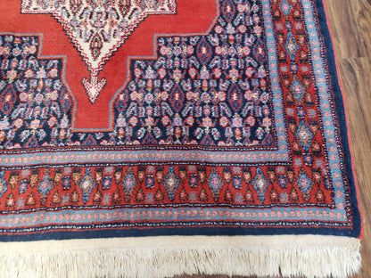 4x6 Western Kurdistan Kurdish Carpet Senneh Wool Area Rug Veg Dyes Red Blue Nice - Nuvé