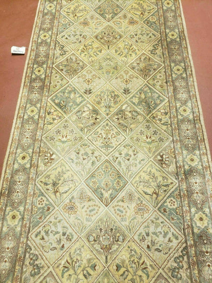 2' 7" X 9' Vintage Handmade India Floral Oriental Wool Runner Rug Hand Knotted - Nuvé