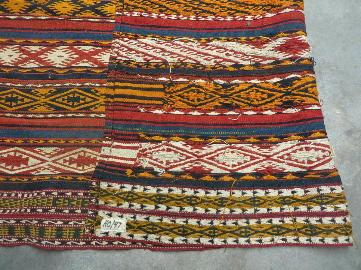 6' X 10' Antique 1930 Turkish Jajim Kilim Handmade Flat Weave Wool Rug Veg Dye