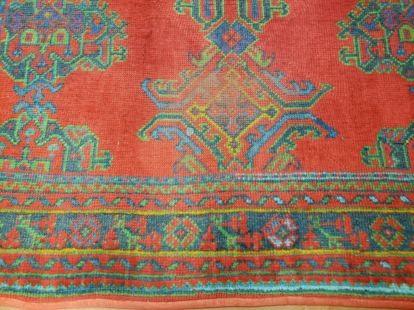 7x11 Turkish Oushak Rug, Vintage Red & Blue Oriental Carpet, Hand Knotted Wool Area Rug 7 x 11, Turkish Sparta Rug, Antique Turkish Rug Nice - Nuvé