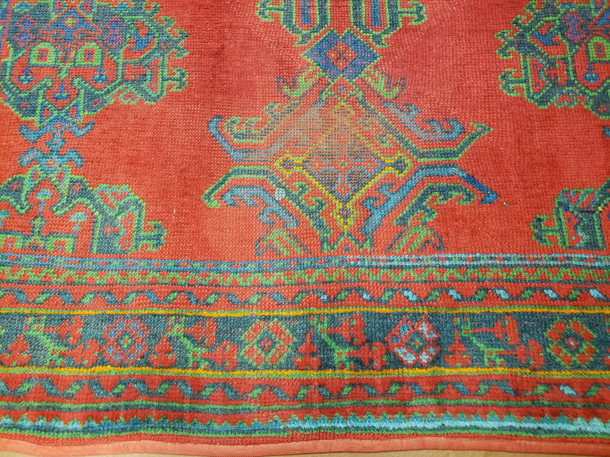 7x11 Turkish Oushak Rug, Vintage Red & Blue Oriental Carpet, Hand Knotted Wool Area Rug 7 x 11, Turkish Sparta Rug, Antique Turkish Rug Nice - Nuvé