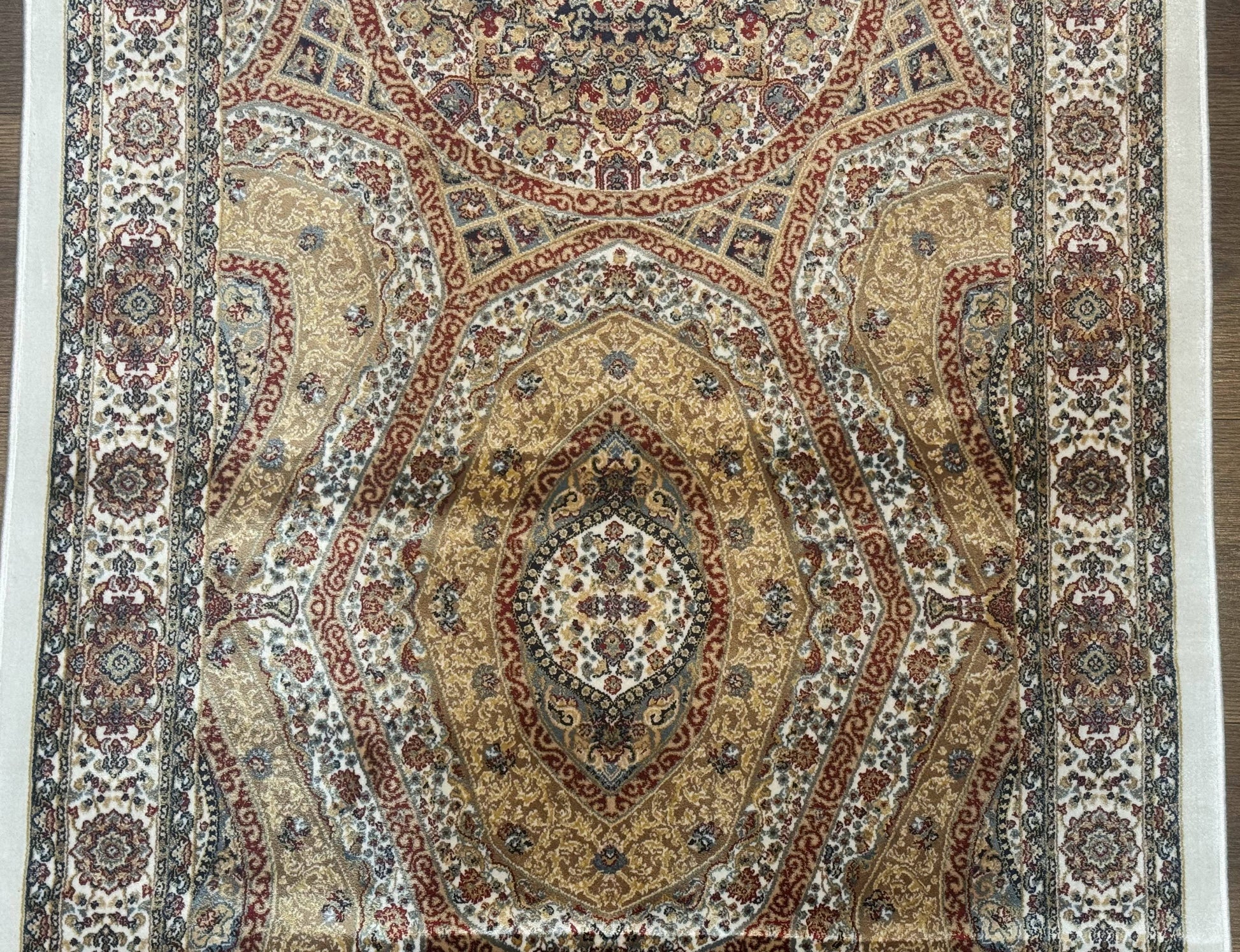 Turkish Silk Runner Rug 2.6 x 13, Dome Design, Hereke Runner, Bamboo Silk, New - Nuvé