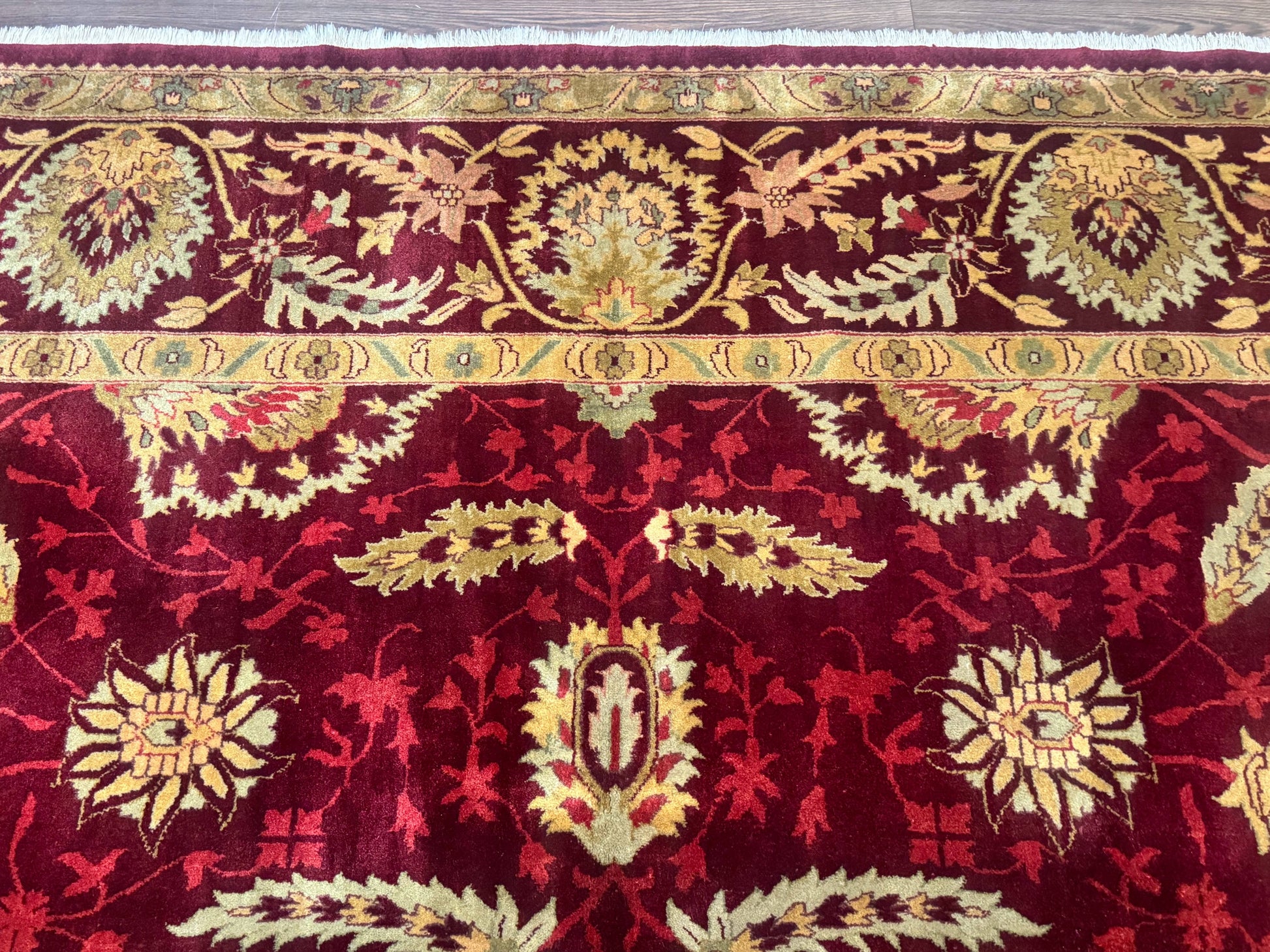 Indo Mahal Rug 9x12, Allover Pattern, Dark Red, Traditional Wool Area Rug - Nuvé