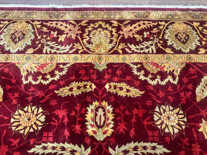 Indo Mahal Rug 9x12, Allover Pattern, Dark Red, Traditional Wool Area Rug - Nuvé