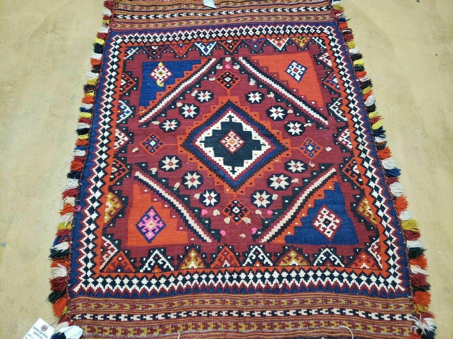 3' X 4' Antique Handmade Turkish Wool Kilim Rug Decorative Seat Cover - Nuvé