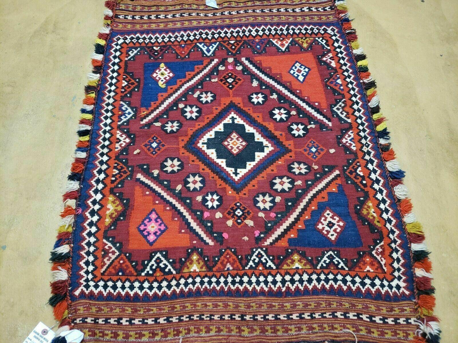 3' X 4' Antique Handmade Turkish Wool Kilim Rug Decorative Seat Cover - Nuvé
