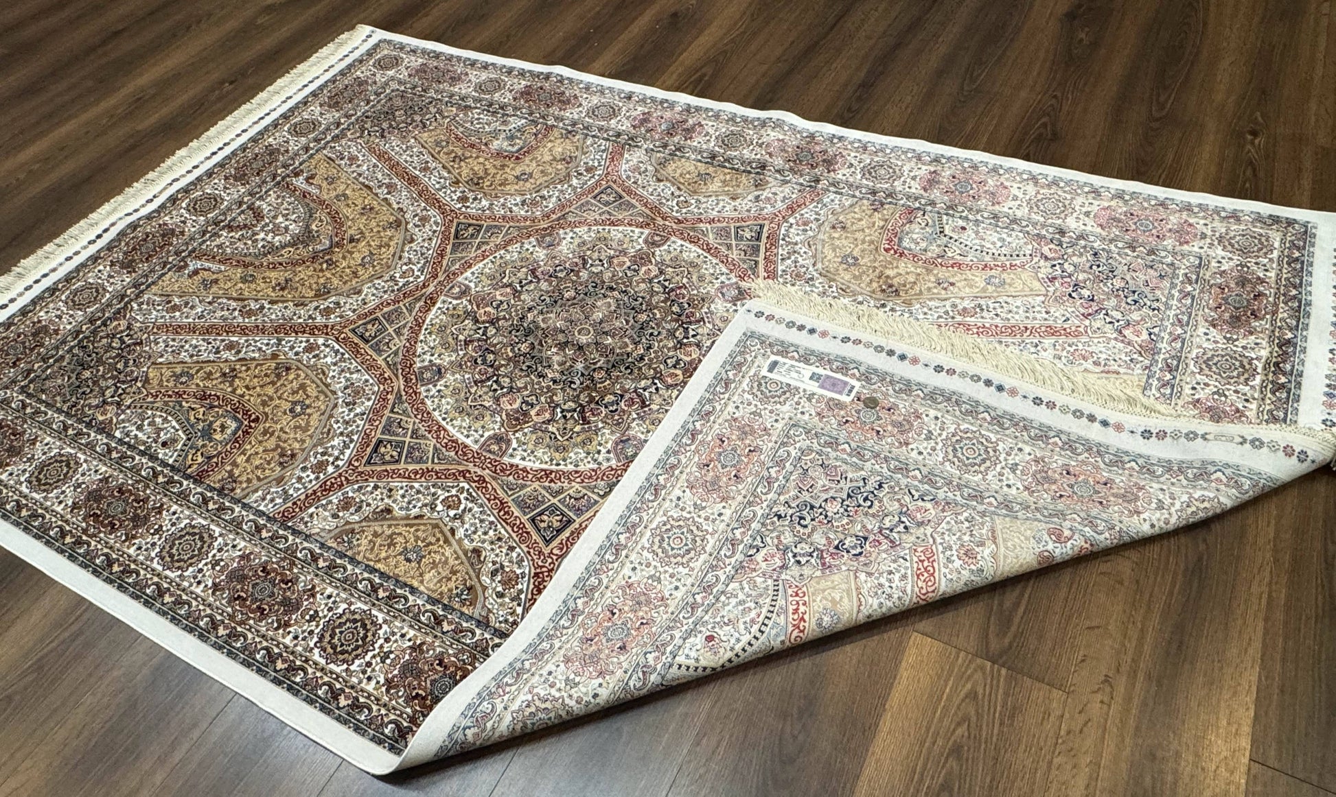 Turkish Silk Rug 5 x 7.6, Dome Design, Bamboo Silk, New - Nuvé