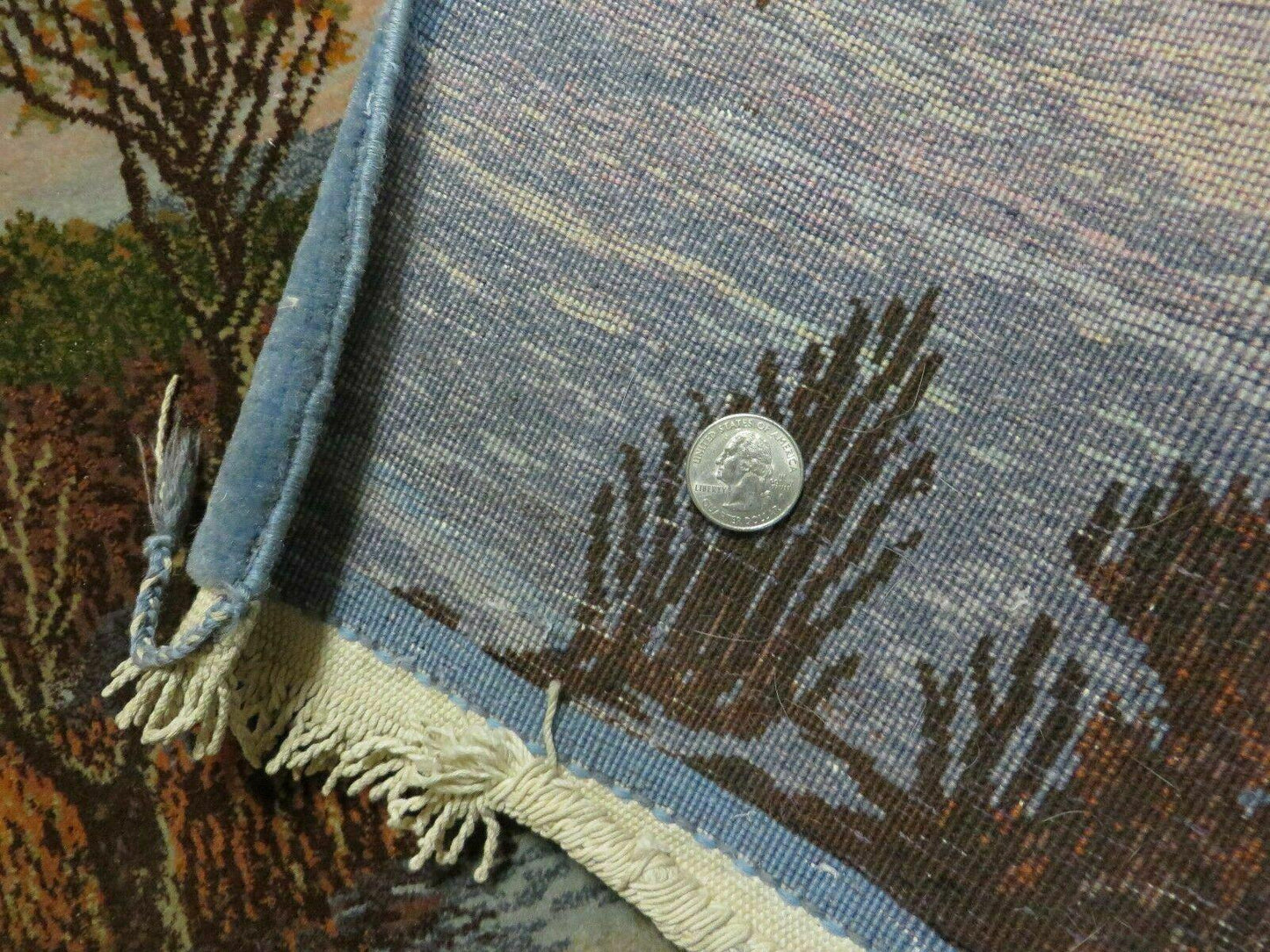 2' X 3' Vintage Handmade Pakistan Pictorial Rug Carpet Scenery Bird Tree Wow - Nuvé