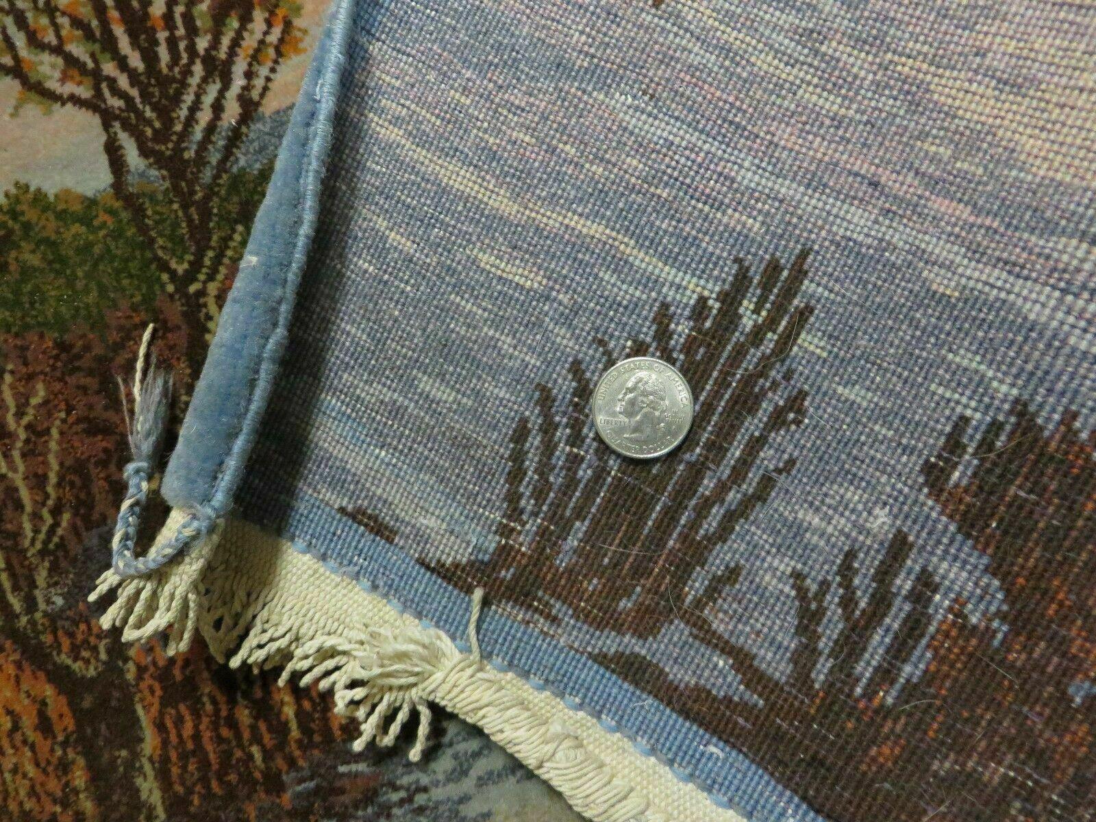 2' X 3' Vintage Handmade Pakistan Pictorial Rug Carpet Scenery Bird Tree Wow - Nuvé
