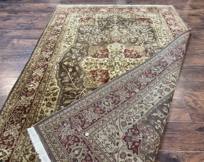 Indo Persian Rug 6x9, Wool Handmade Vintage Rug, Floral Cross Pattern - Nuvé