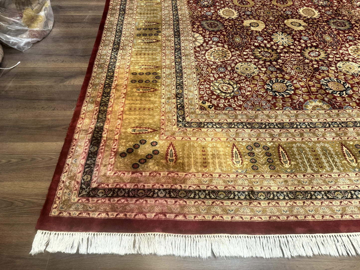 Palace Size Pak Persian Rug 12x15, Brick Red, Allover Pattern, Handmade Oversized Wool Oriental Carpet, Large Area Rug, Fine 225 KPSI - Nuvé