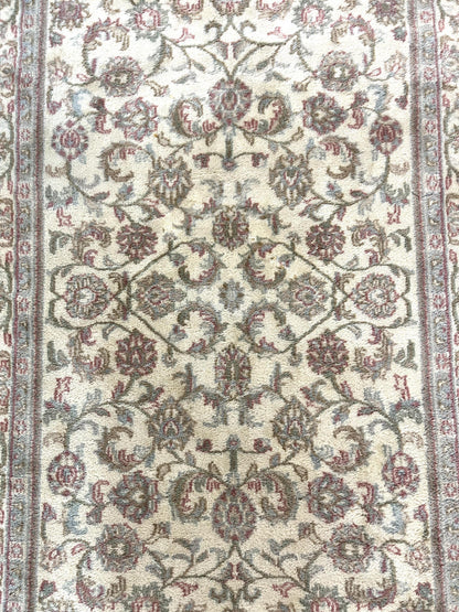 Indo Persian Rug 4x6, Vintage Handmade Wool Carpet, Floral Allover Pattern, Beige, Pair B - Nuvé