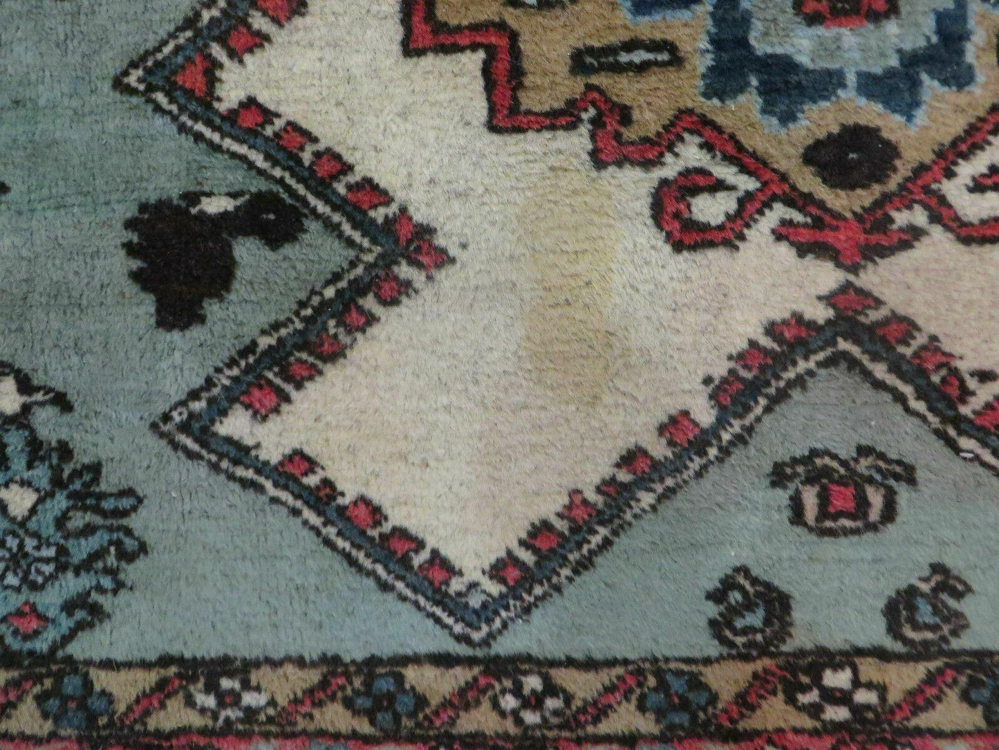 4' X 7' Vintage Handmade Knotted Rug India Caucasian Wool Soft Green Organic - Nuvé