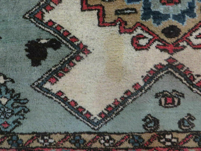 4' X 7' Vintage Handmade Knotted Rug India Caucasian Wool Soft Green Organic - Nuvé