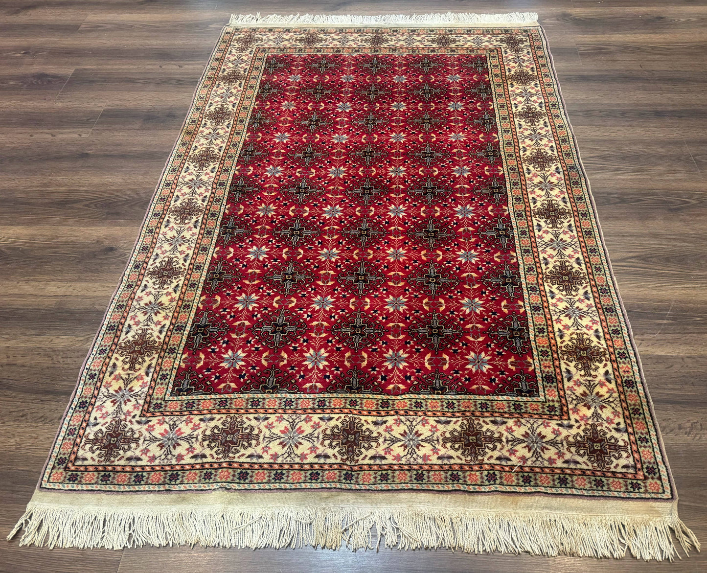 Turkish Sivas Rug 4x6, Red and Cream, Allover Design, Handmade Vintage - Nuvé
