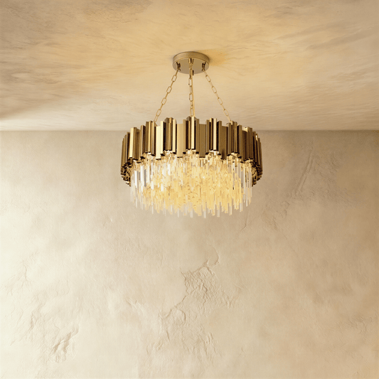 Elegant Adonia chandelier with intricate metal design and multiple light fixtures, ideal for sophisticated interior lighting.
