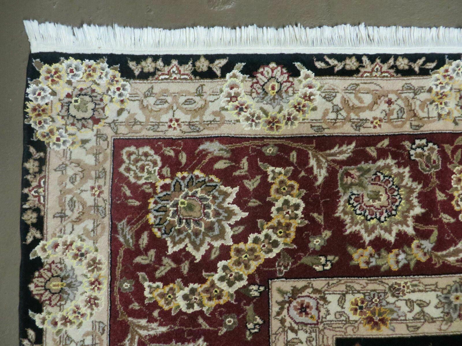 9' X 12' Vintage Handmade Fine Chinese Oriental Floral Wool Rug Silk Black - Nuvé