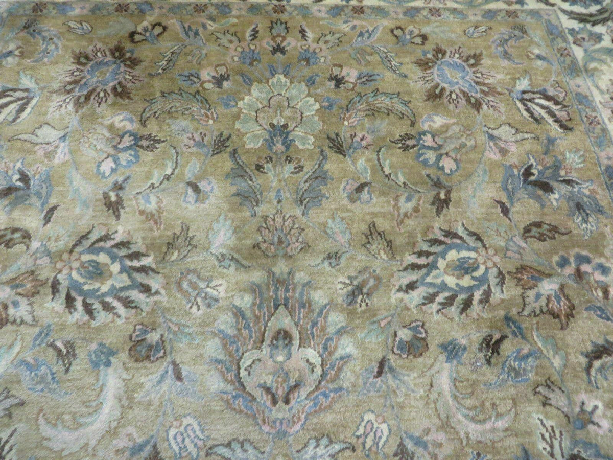 5' 6" X 9' Vintage Handmade Jaipur Indian Floral Oriental Wool Rug Veg Dyes