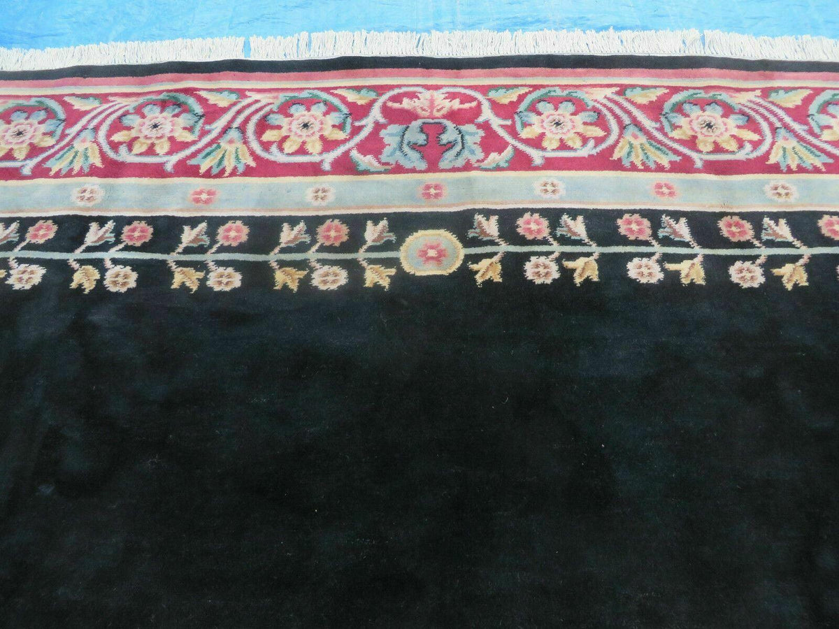 9' X 12' Decorative Chinese Aubusson Hand Knotted Pile Wool Rug Black Nice